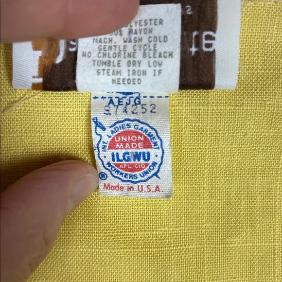 Vintage Union Made Damon Petite Yellow Button Up Career Dress - Picture 12 of 14